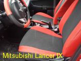 Uszyte Pokrowce samochodowe Mitsubishi Lancer wersja A wstawki czerwone
